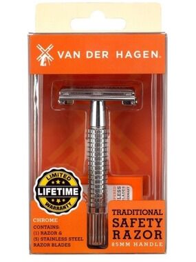 Van Der Hagen Traditional Safety 5-Blade Razor, for All Skin Types Men 1 Pack